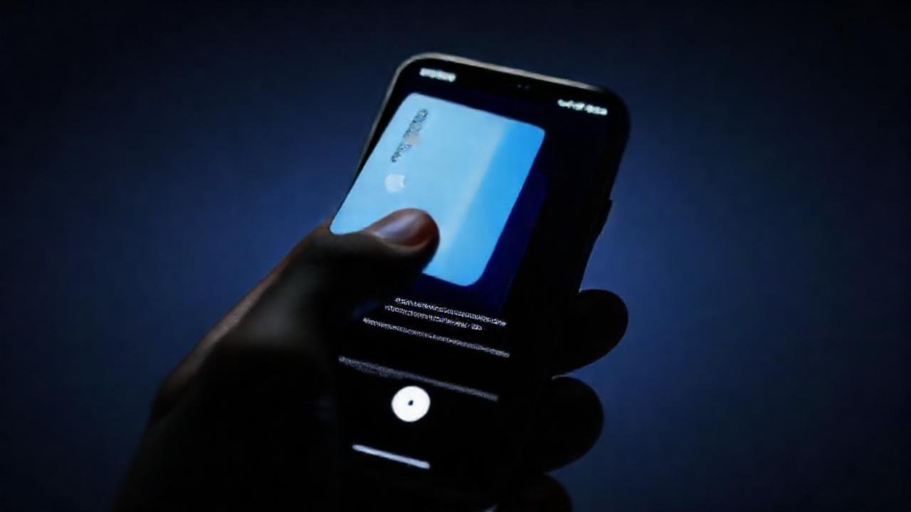 iPhone: pago digital minimalista y azul