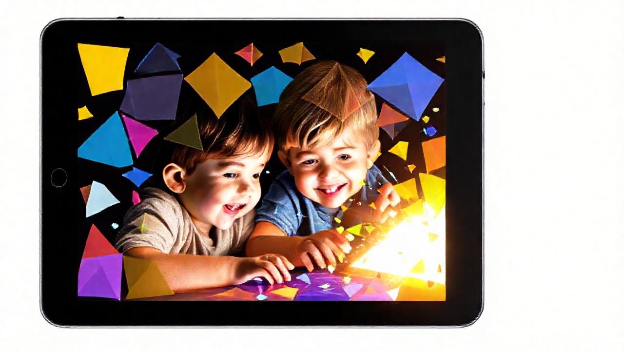Niños felices aprenden con iPad brillante