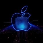 Apple futurista irradia tecnología minimalista y vibrante