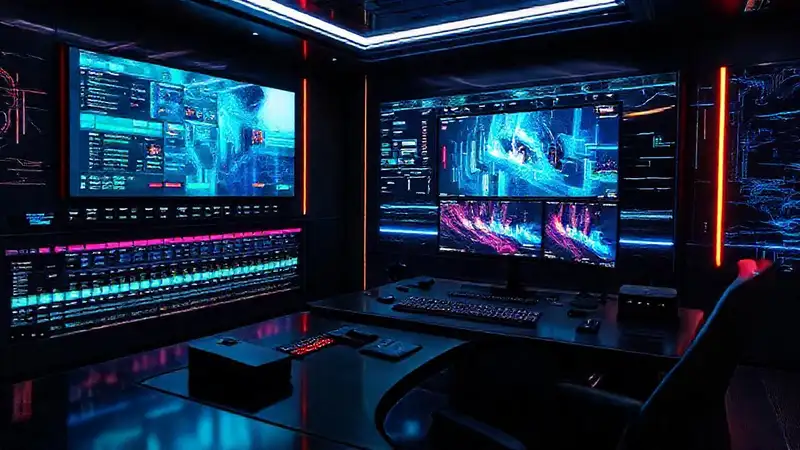 Un editor profesional crea contenido 8K brillante